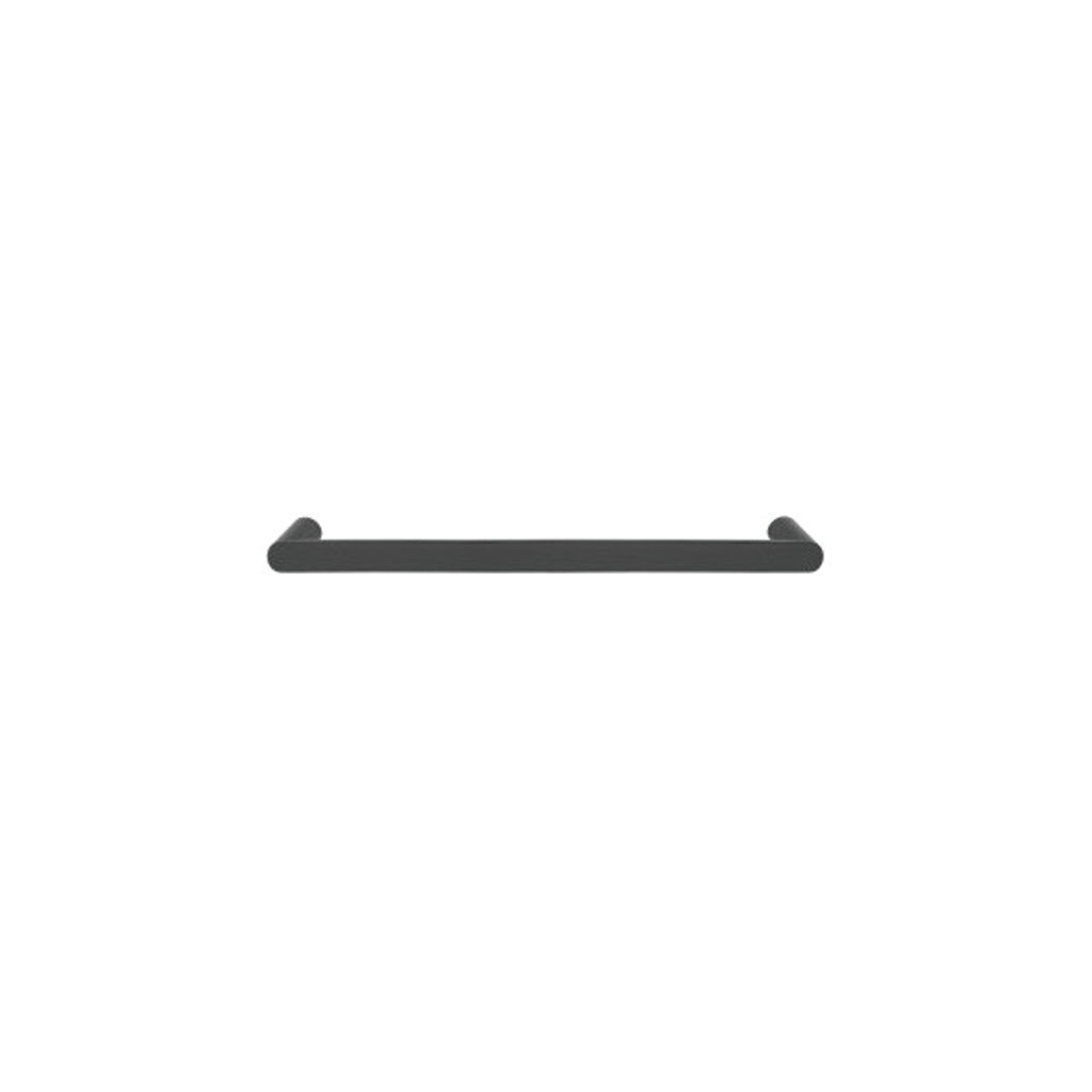 A black and white photo of the Formani ARC Front Door Pull Handle on a shelf.