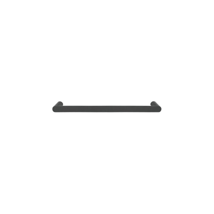 A black and white photo of the Formani ARC Front Door Pull Handle on a shelf.
