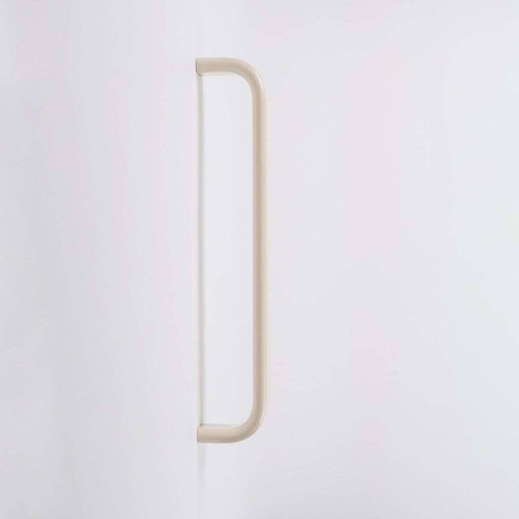 The Charlie Waterfall Door Pull comes in a variety of finishes and lengths and is made in Canada.