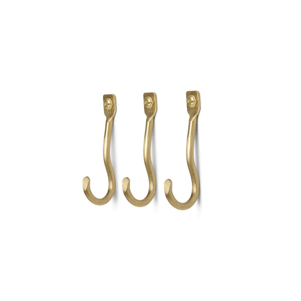 Curvature Hooks - Set of 3 — Brass