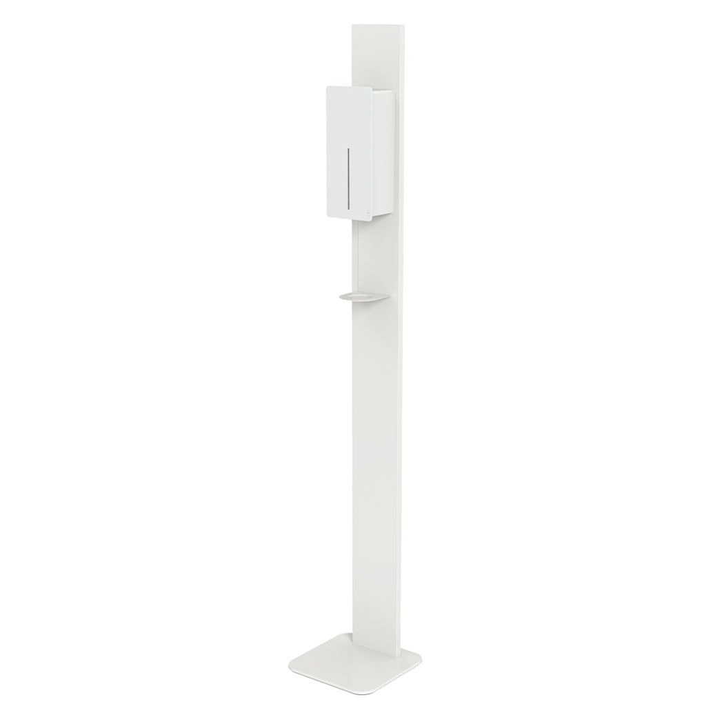 Minimal modern white hand sanitizer stand. Bjork, LOKI and Stainless collection from Dan Dryer in Denmark