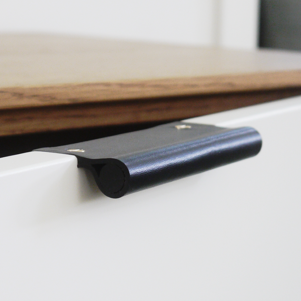 EP02 Leather Edge Pull Installed