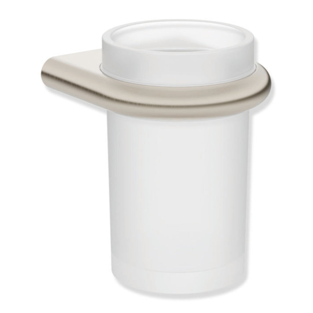 Gunmetal Hewi 480 glass tumbler in a wall holder.