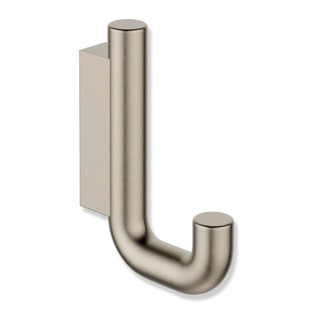 Gunmetal Hewi 480 single hook, a rounded J-hook on a square plate.
