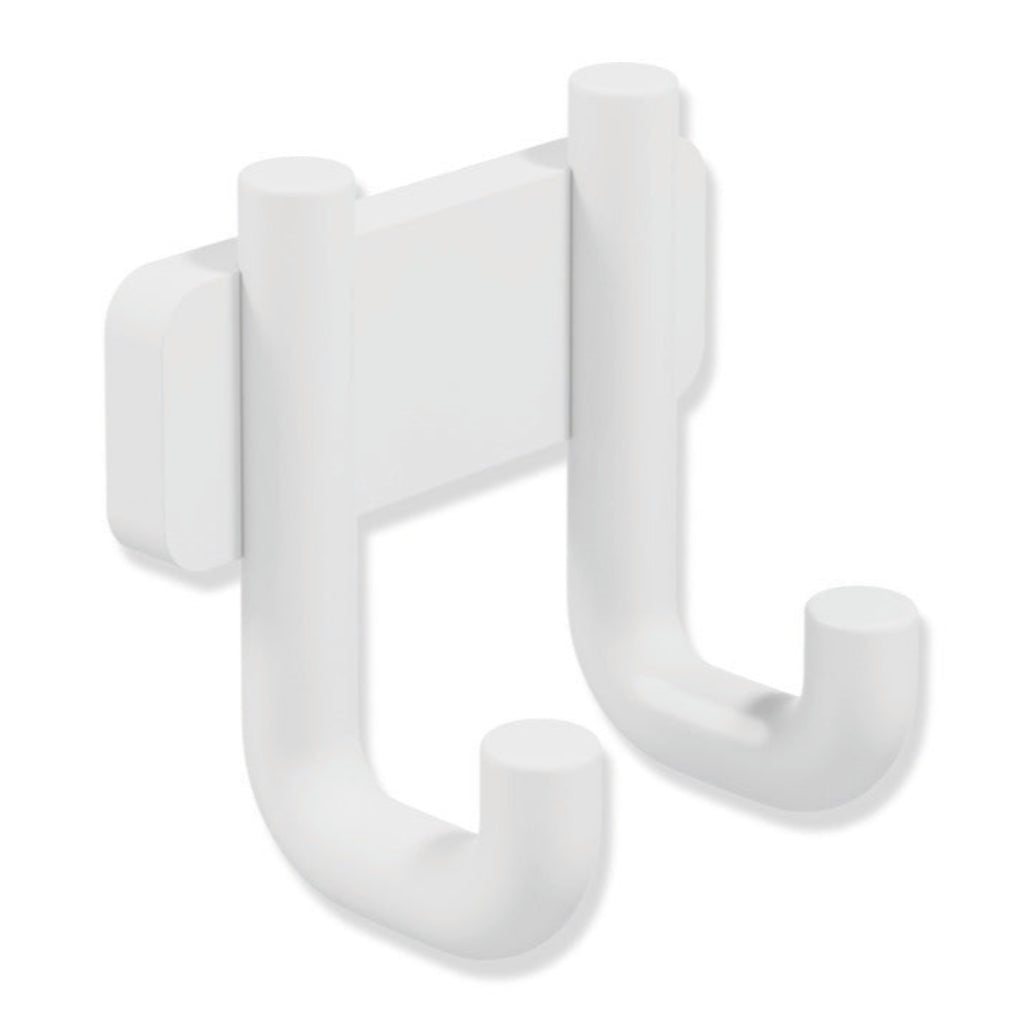 Anthracite grey Hewi 480 double hook, two rounded J-hooks on a plate.