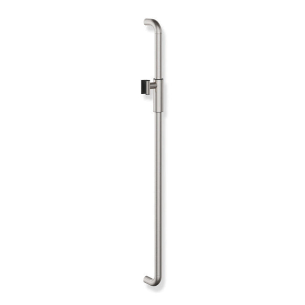 Black Hewi 480 shower rail with a magnetic shower head holder, a vertical wall bar.