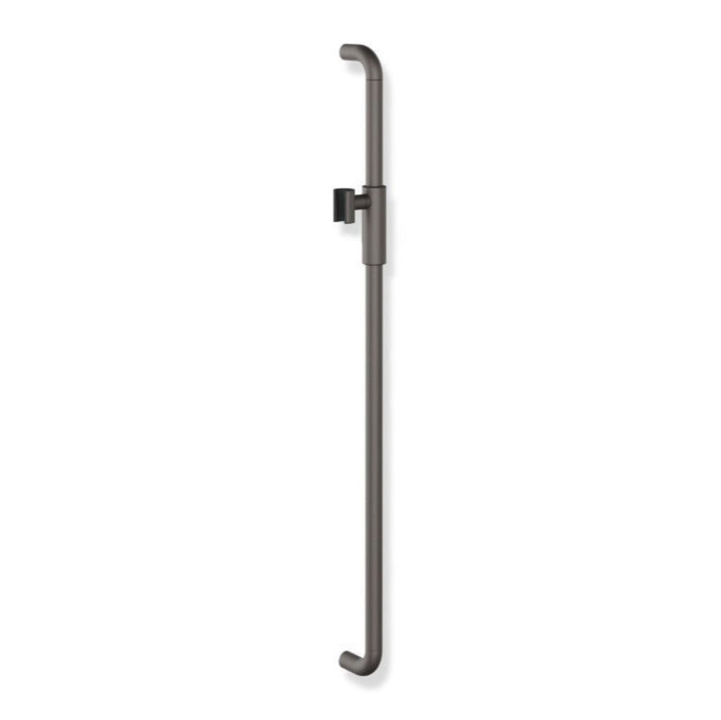 Satin nickel Hewi 480 shower rail with a magnetic shower head holder, a vertical wall bar.