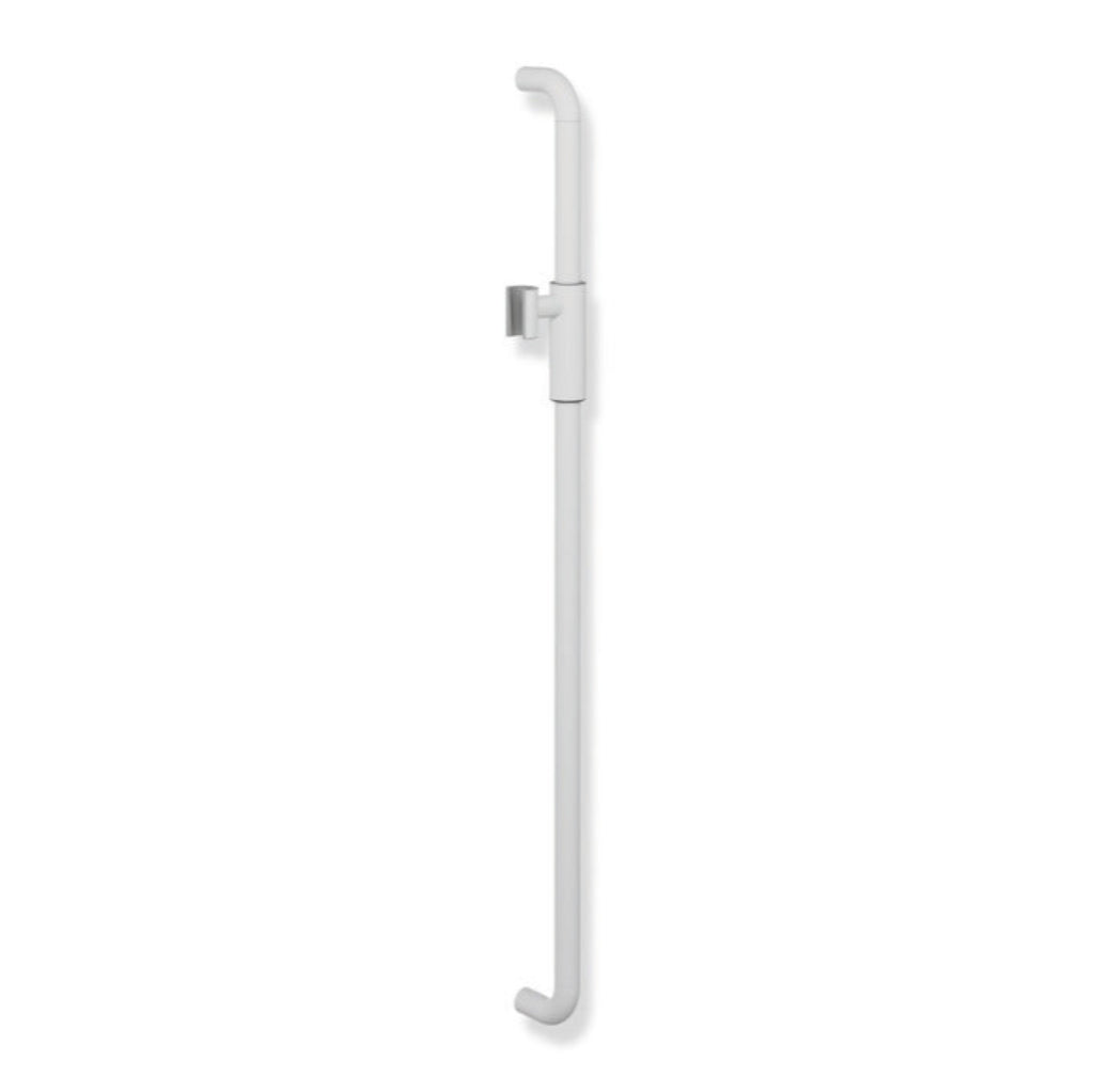 Gunmetal Hewi 480 shower rail with a magnetic shower head holder, a vertical wall bar.