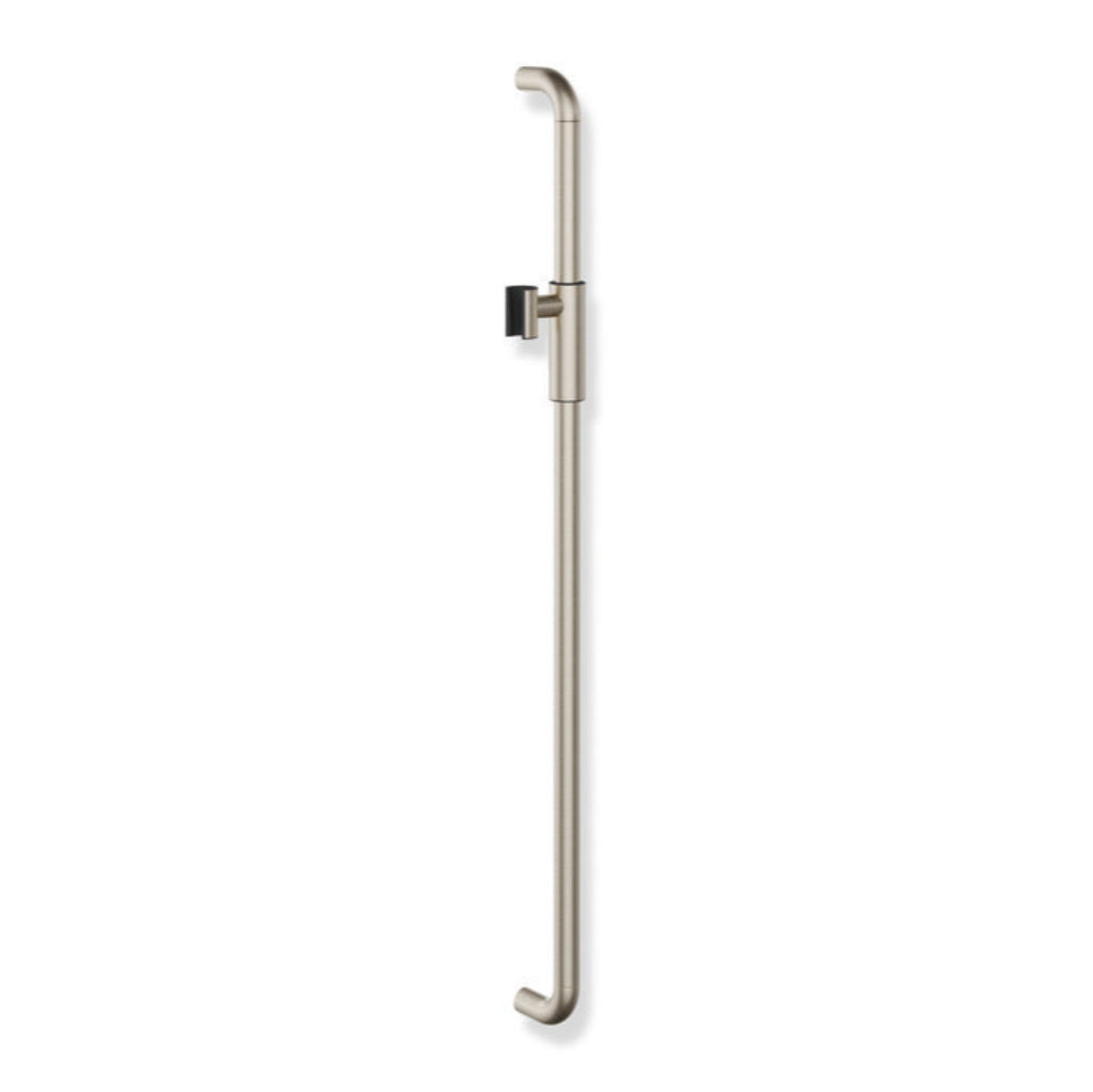 Polished brass Hewi 480 shower rail with a magnetic shower head holder, a vertical wall bar.