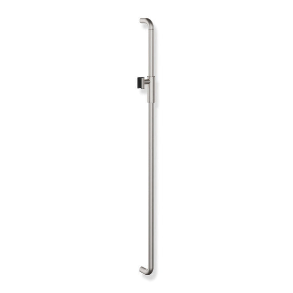 Polished brass Hewi 480 shower rail with a magnetic shower head holder, a vertical wall bar.