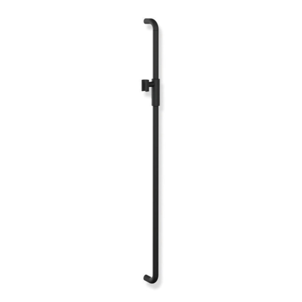 Satin nickel Hewi 480 shower rail with a magnetic shower head holder, a vertical wall bar.