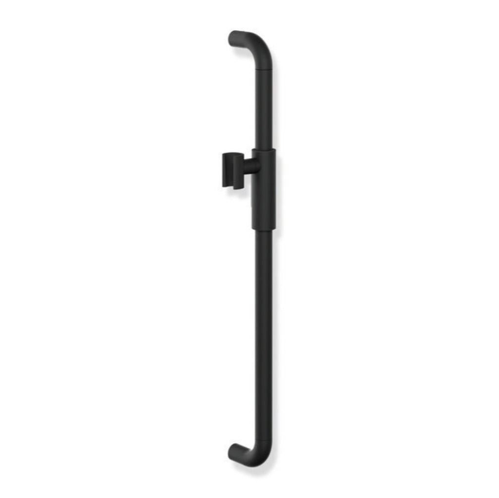 Gunmetal Hewi 480 shower rail with a magnetic shower head holder, a vertical wall bar.
