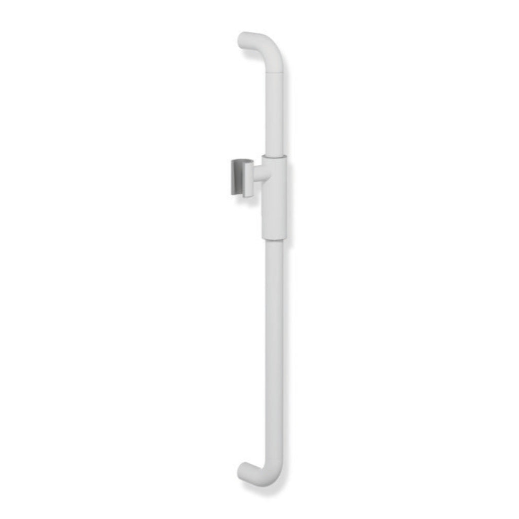 Anthracite grey Hewi 480 shower rail with a magnetic shower head holder, a vertical wall bar.