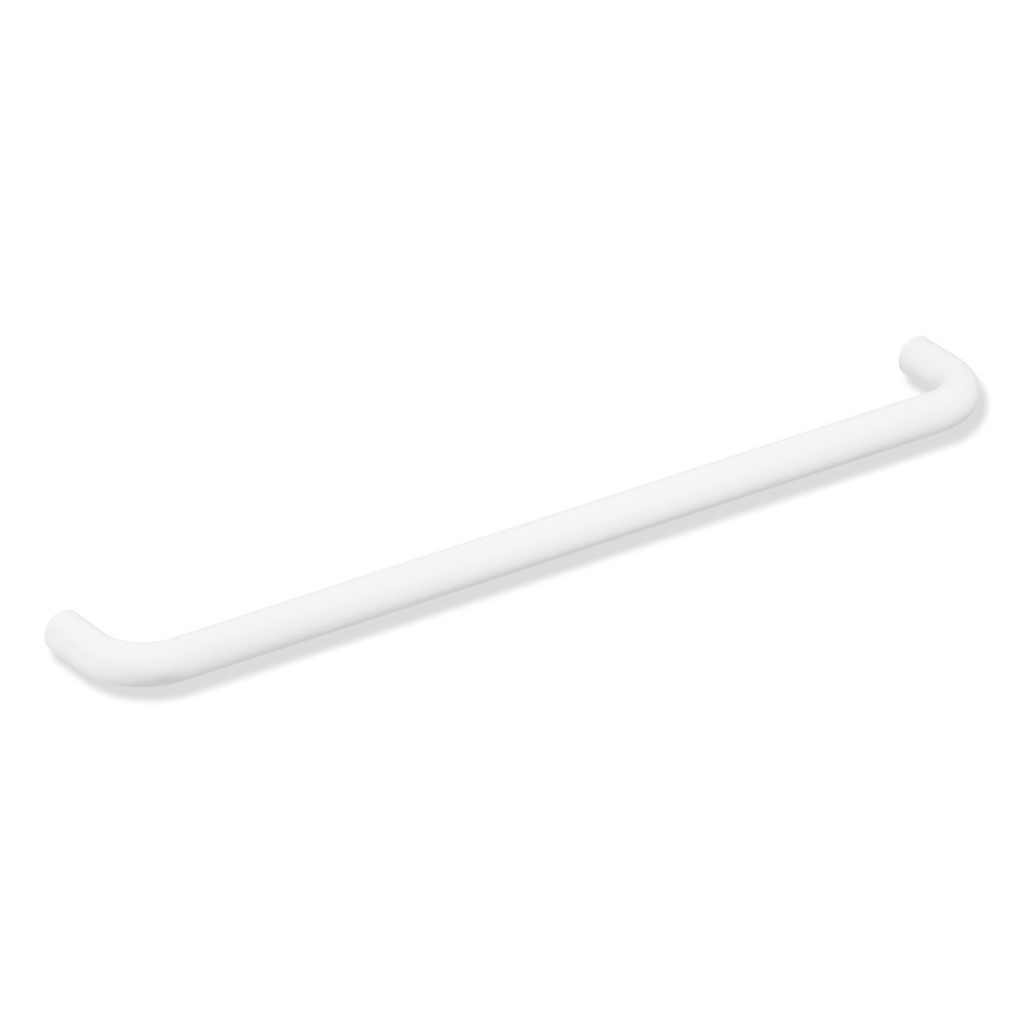 Satin nickel Hewi 480 support rail, a straight round wall-mounted grab bar.