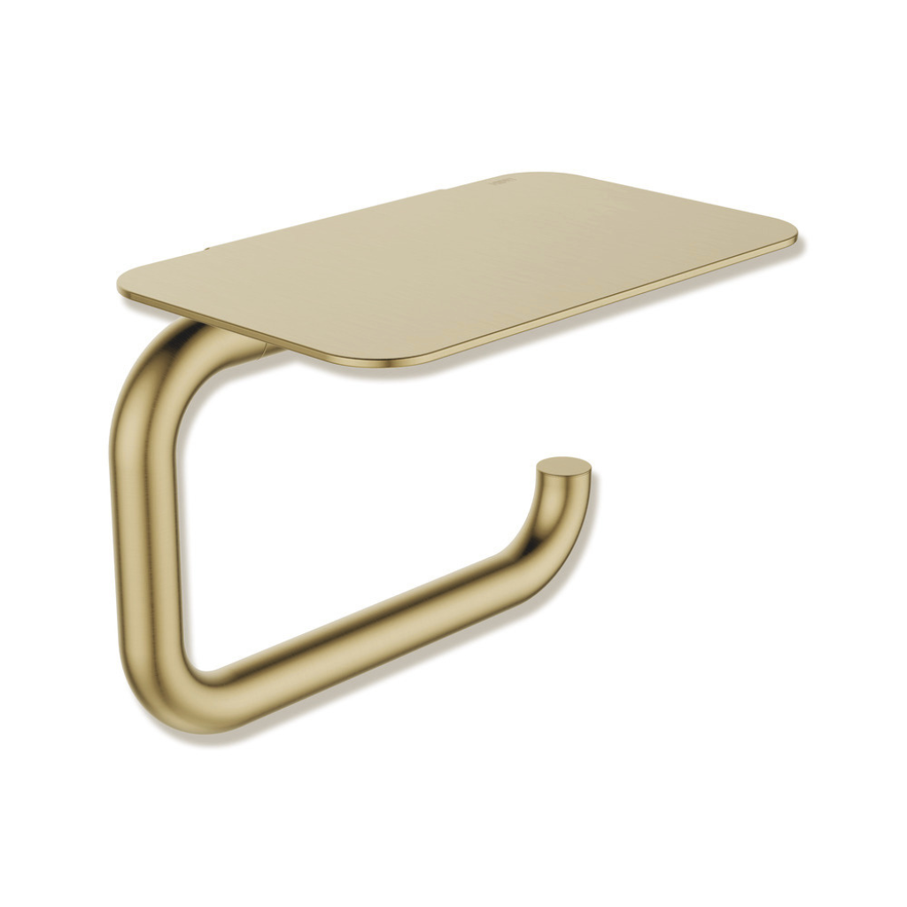 Bronze Hewi 480 toilet roll holder with a flat shelf on top.