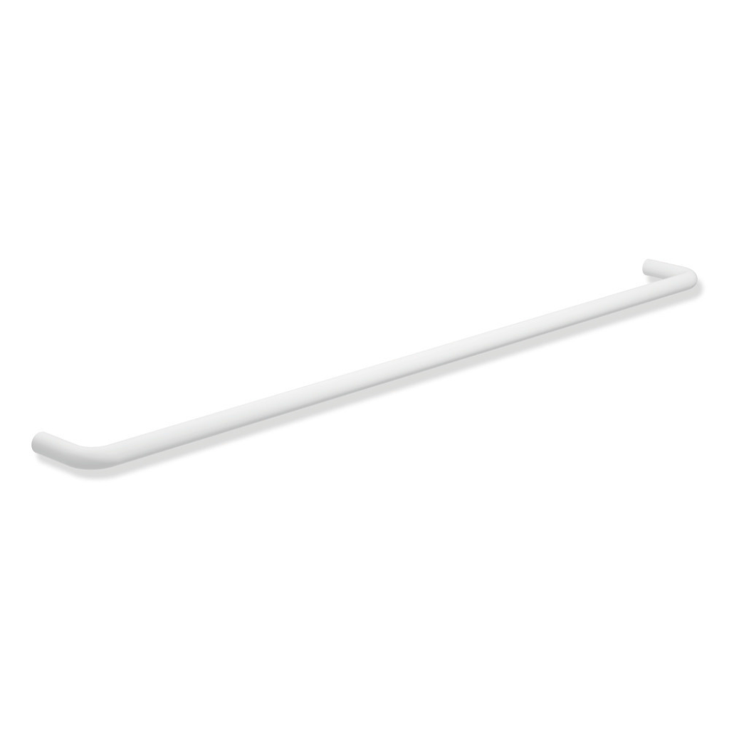 Gunmetal Hewi 480 towel rail, a straight single bar on two wall posts.