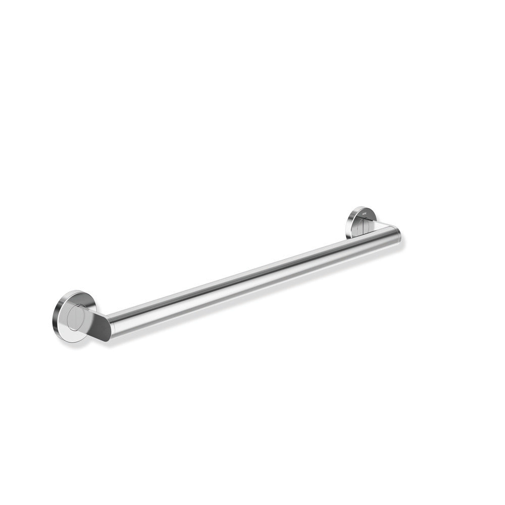 Polished chrome Hewi 900 ADA grab bar support rail, a straight round bar with wall flanges.