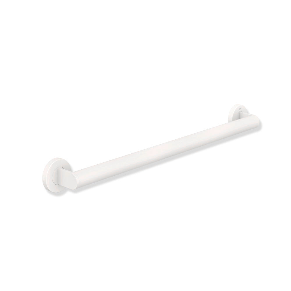 Black Hewi 900 ADA grab bar support rail, a straight round bar with wall flanges.