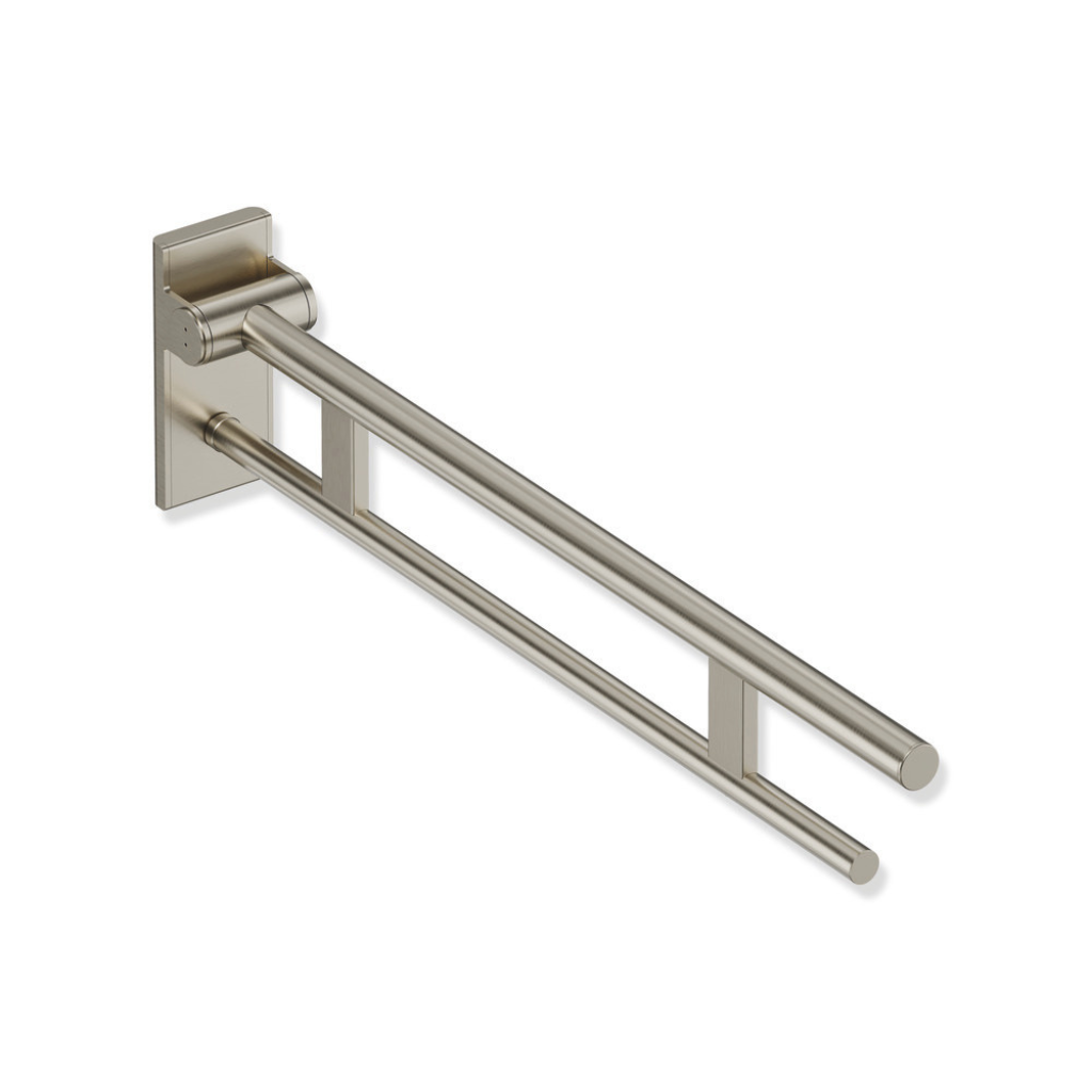 Anthracite grey Hewi 900 hinged support rail duo, a fold-up double bar.