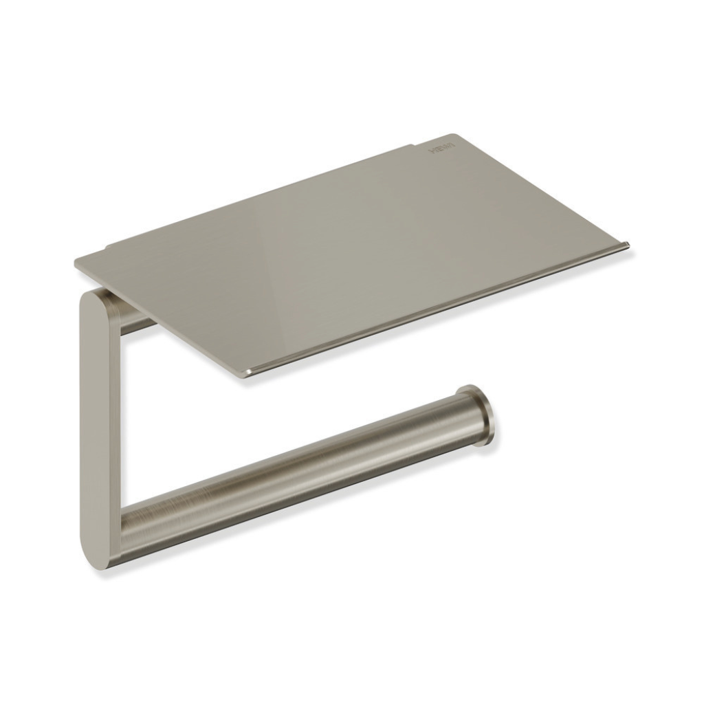 Gunmetal Hewi 900 toilet roll holder with a flat shelf on top.