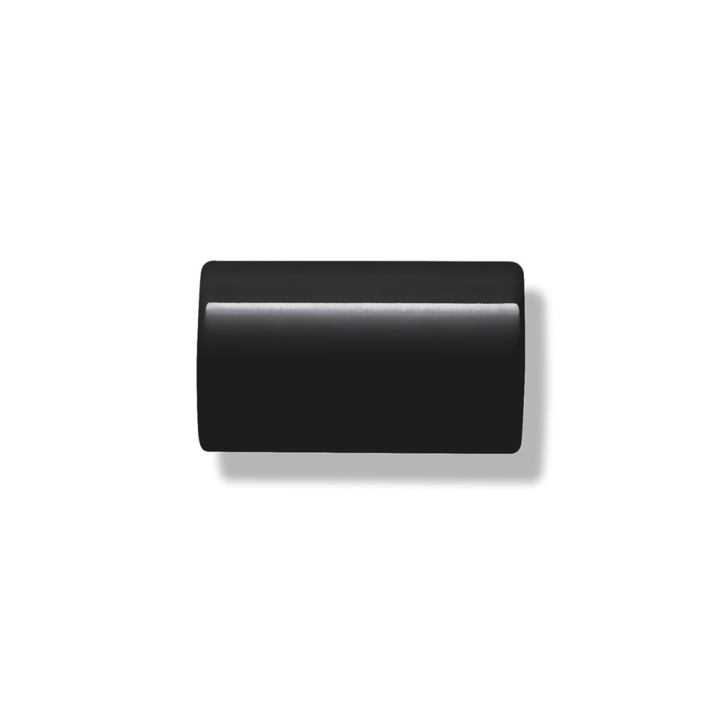 Matte black Hewi house hyphen, a short rounded dash for wall mounting.