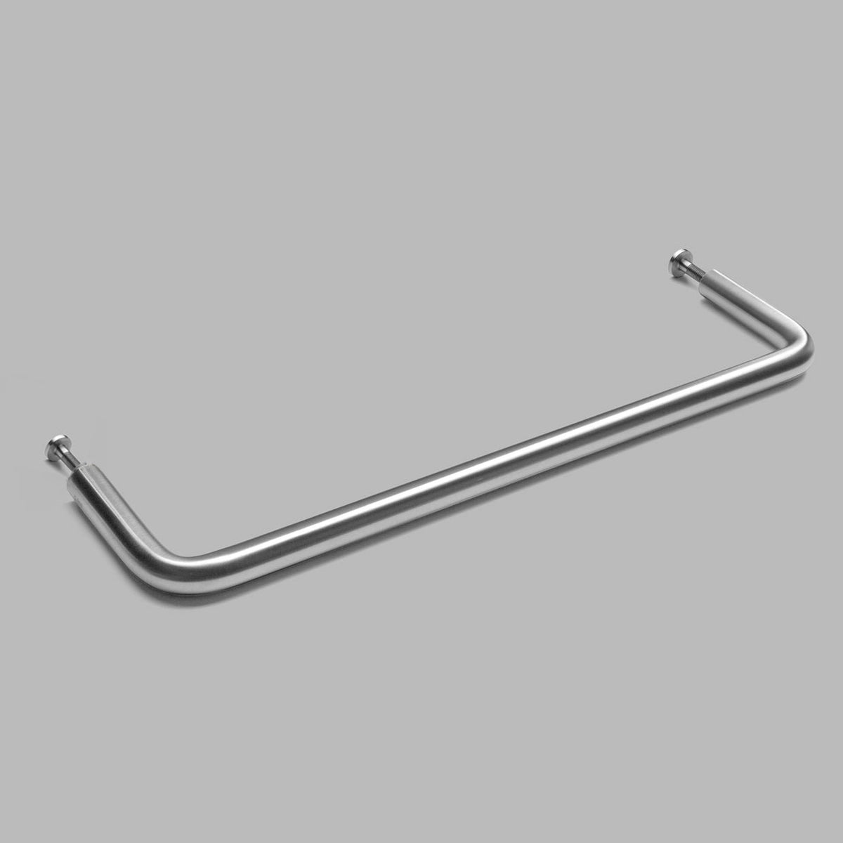Satin stainless steel d line Knud pull handle, a long bar on offset legs.