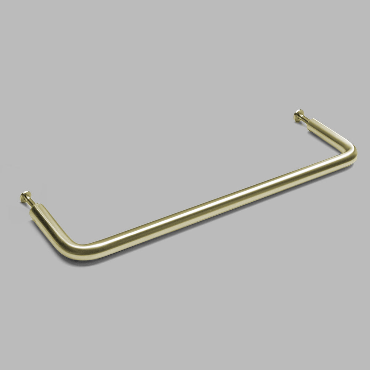 PVD satin brass d line Knud pull handle, a long bar on offset legs.