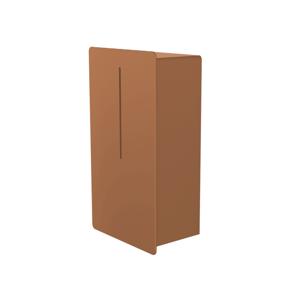 Bronze Dan Dryer LOKI sanitary bin, seen open.