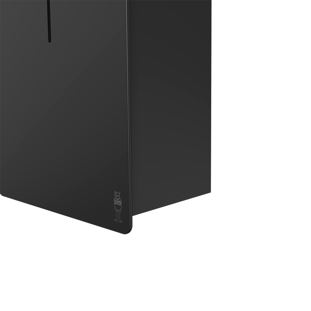 Black Dan Dryer LOKI sanitary bin, seen open.