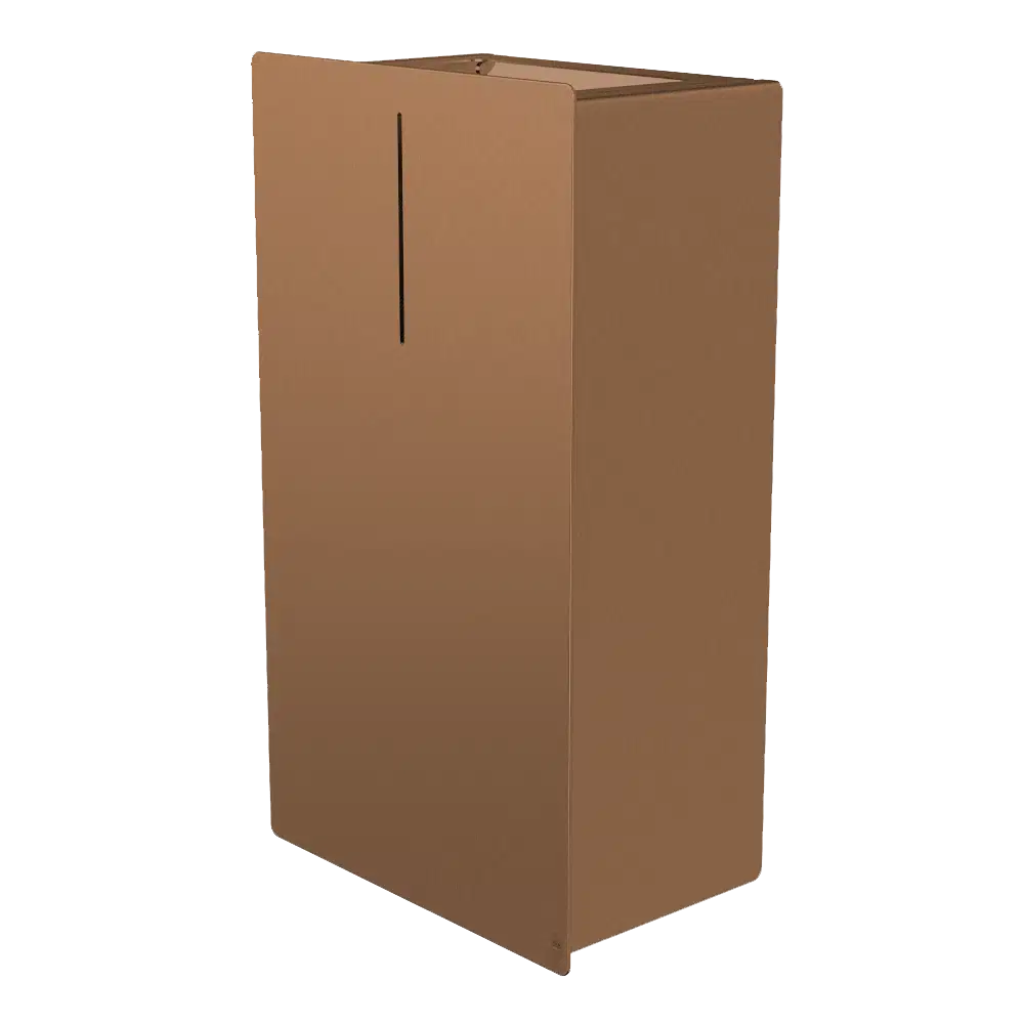 Bronze Dan Dryer LOKI 30L waste bin, a tall angular bin.
