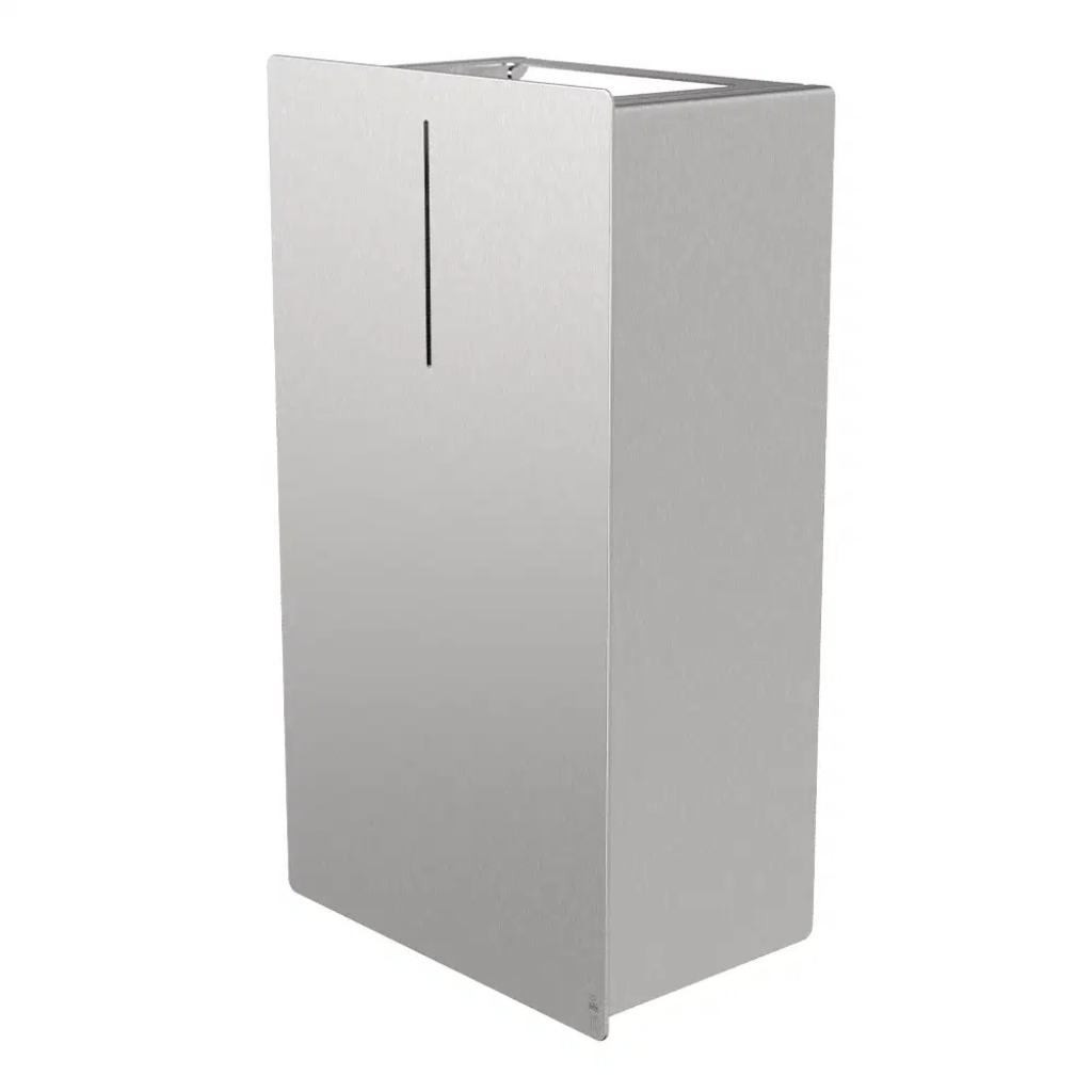 Satin steel Dan Dryer LOKI 30L waste bin, a tall angular bin.