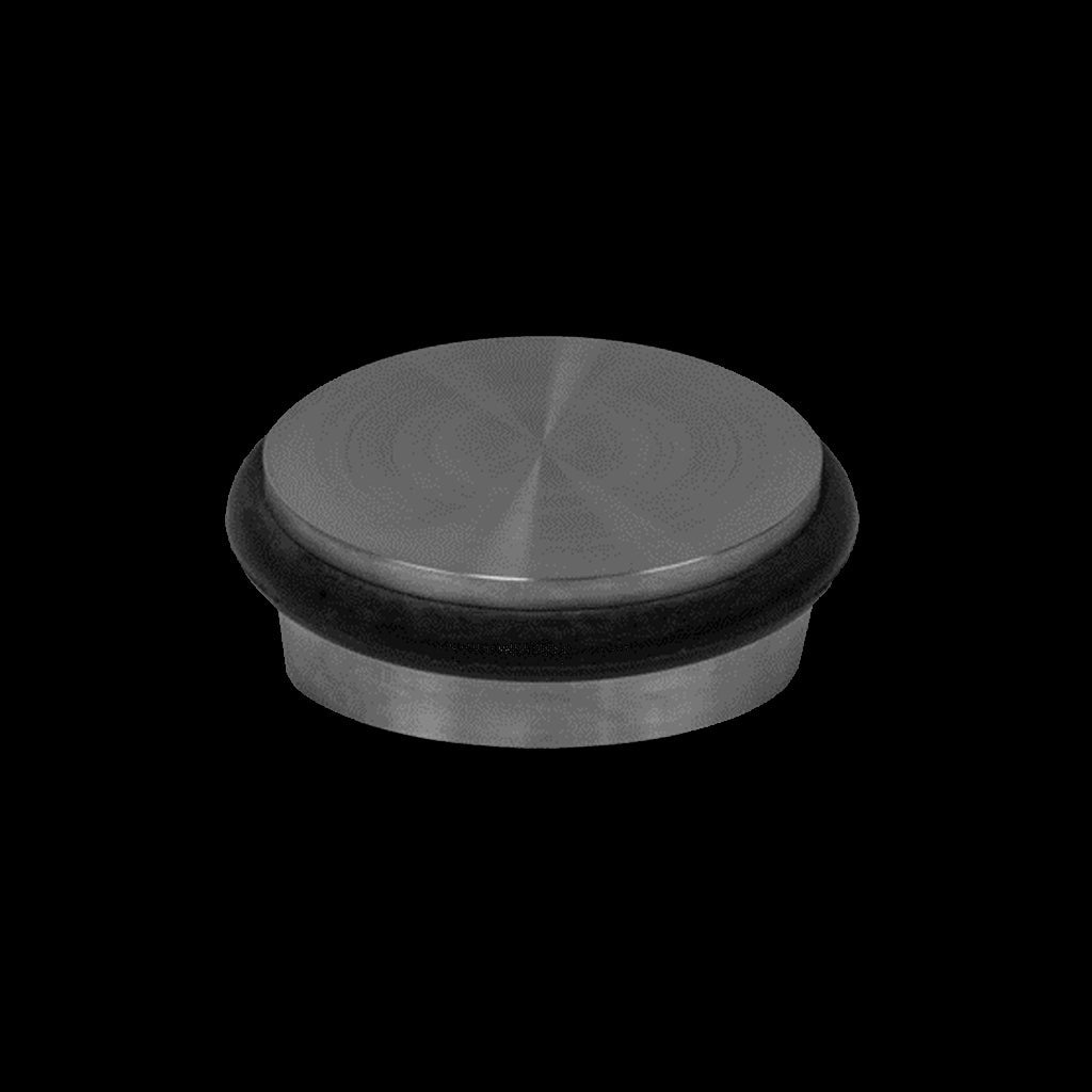 A black and white photo of an AHI Large Door Stop.