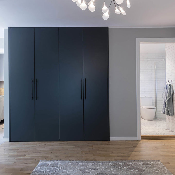Linear and minimal cabinet pulls by Baccman and Berglund.