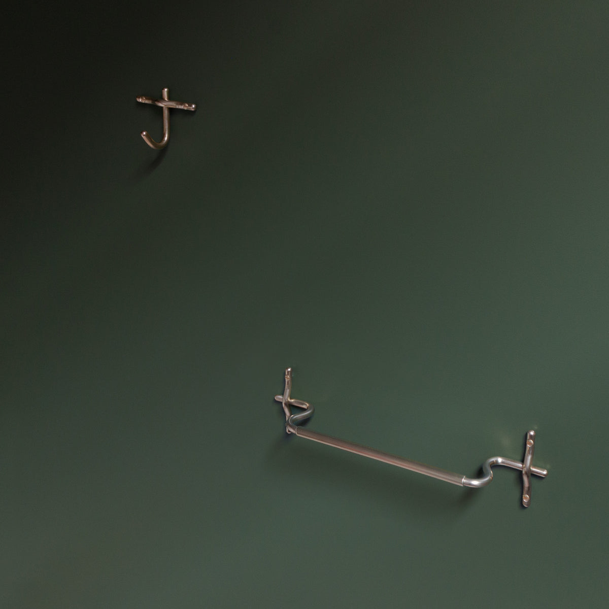 Brass ALL BETTER WORKSHOP Luma hand towel bar shown with its parts.
