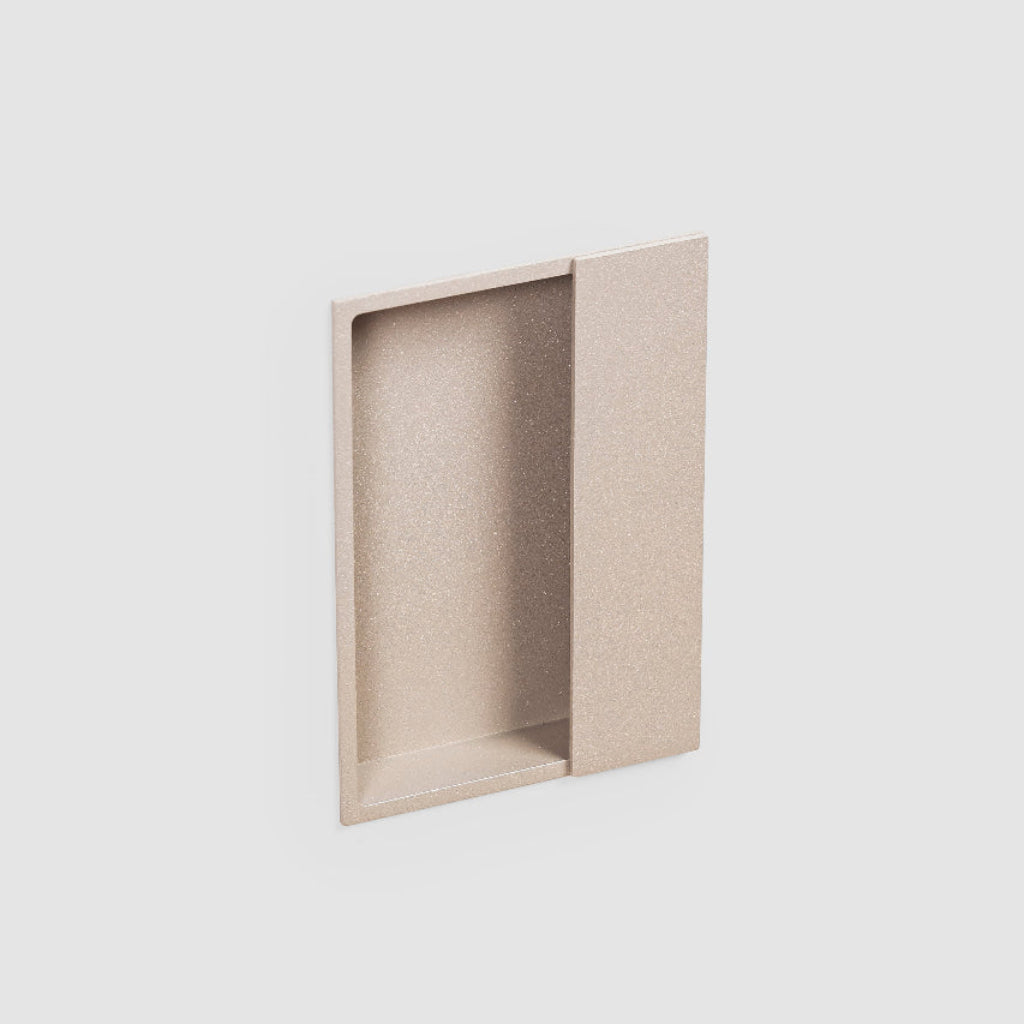 Recessed flush pull on a white background