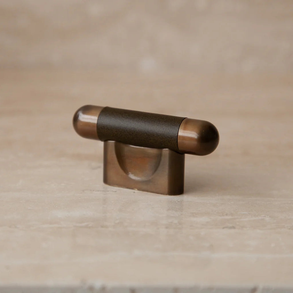 Mineral Leather Wrapped Metal Knob