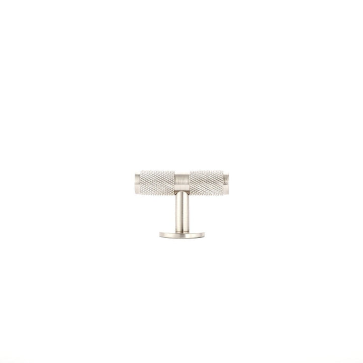 Phatom Knurled T-Bar Pull made from solid brass in satin silver, matte black and satin brass finishes.