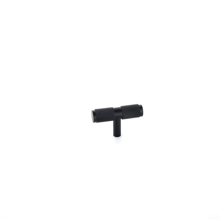 Phatom Knurled T-Bar Pull made from solid brass in satin silver, matte black and satin brass finishes.