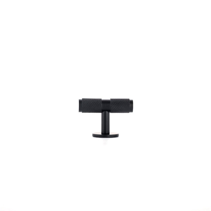 Phatom Knurled T-Bar Pull made from solid brass in satin silver, matte black and satin brass finishes.