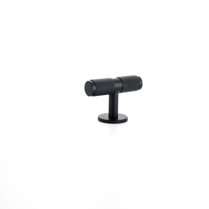 Phatom Knurled T-Bar Pull made from solid brass in satin silver, matte black and satin brass finishes.