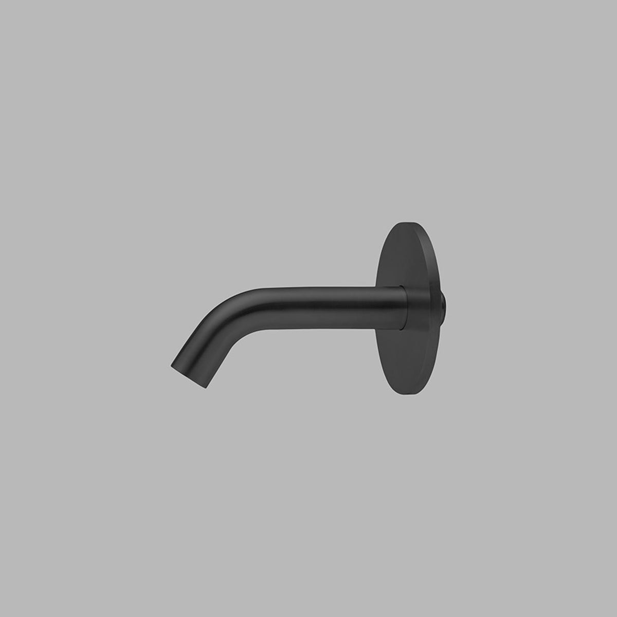 PVD black d line Qtoo wall-mounted tap spout, a slim curved spout on a round rose.