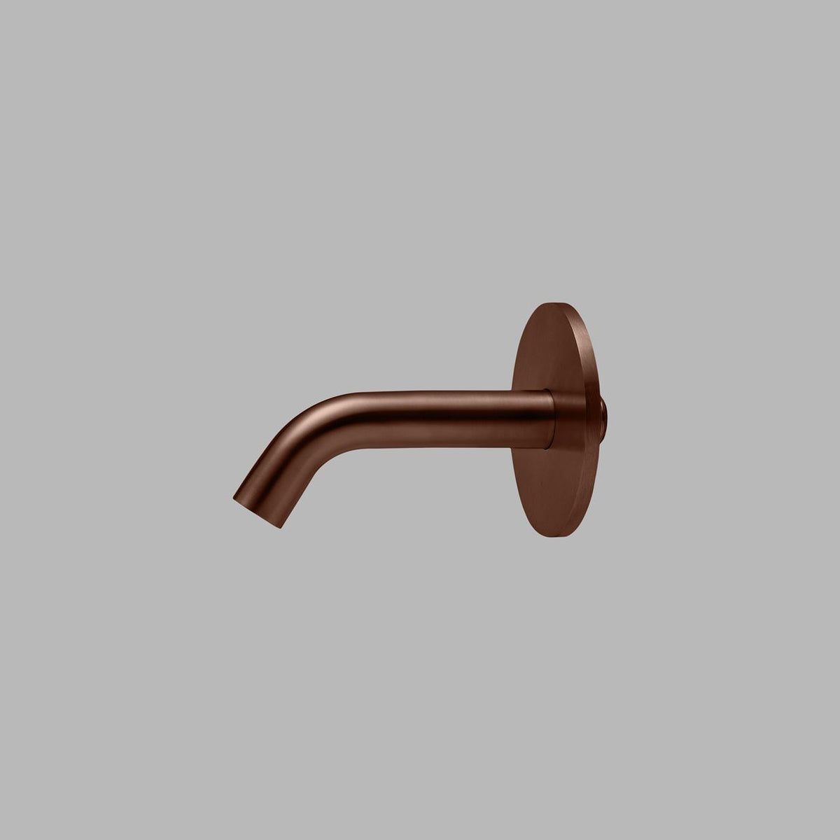 PVD copper d line Qtoo wall-mounted tap spout, a slim curved spout on a round rose.