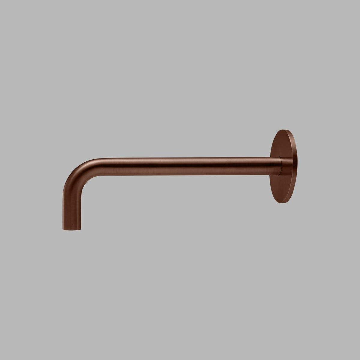 PVD copper d line Qtoo wall-mounted tap spout, a slim curved spout on a round rose.