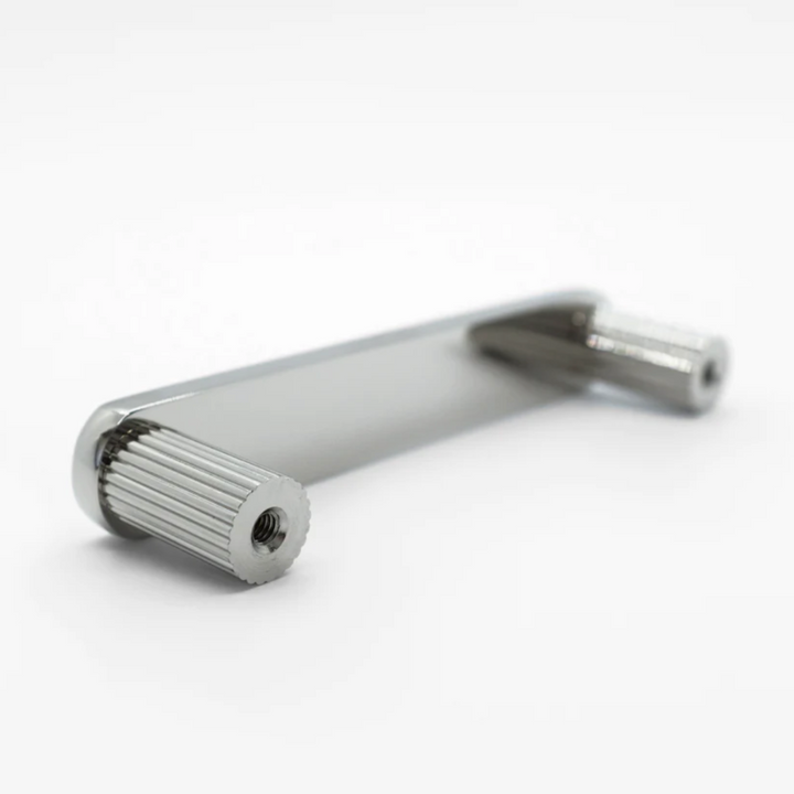 Ribbed Cabinet pull in satin nickel.