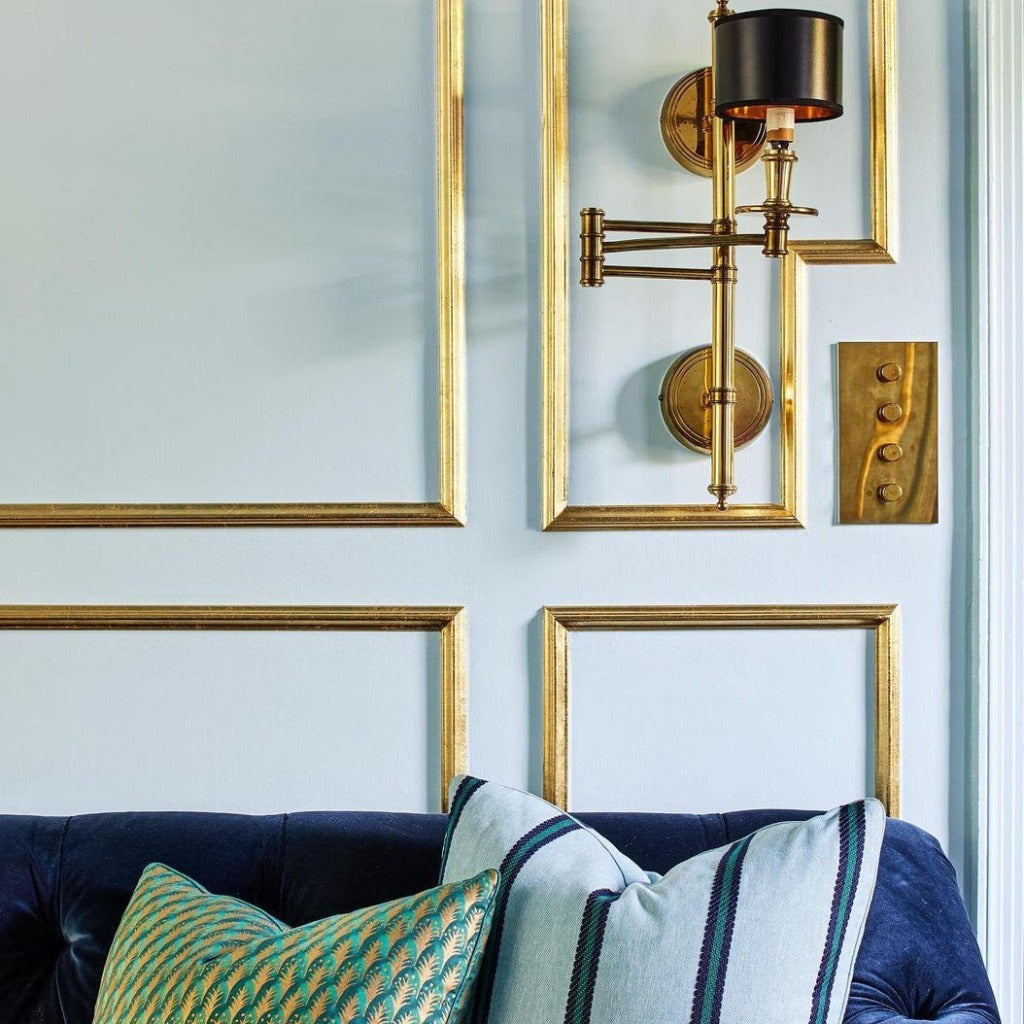 Forbes & Lomax unlacquered brass rotary dimmer installed vertically.