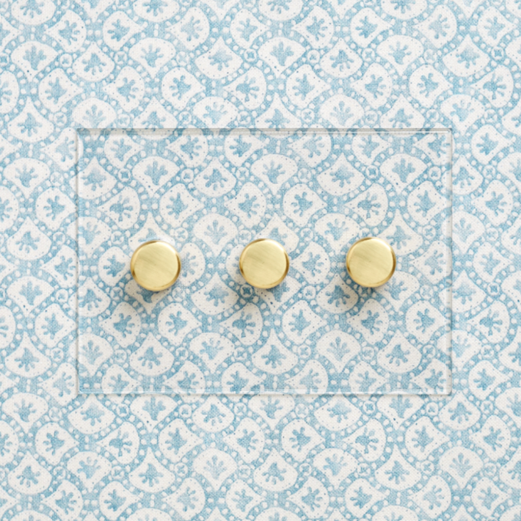 Invisible plate rotary dimmer by Forbes & Lomax on a clear acrylic plate.