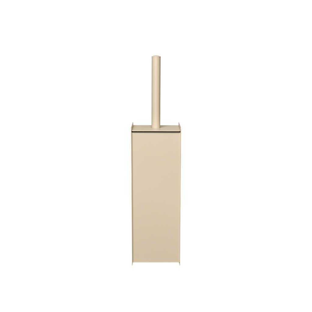 Ferm Living Sama toilet brush in cashmere with a minimalist stainless steel cylindrical holder on a white background.