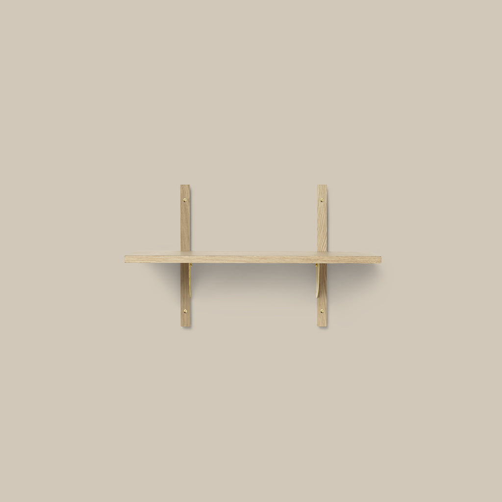 Sector Shelf Single Narrow Oak and Brass