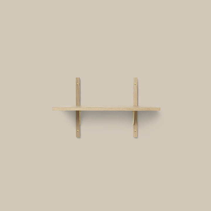 Sector Shelf Single Narrow Oak and Brass