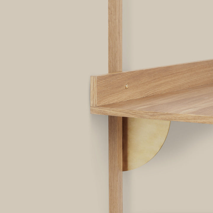 Sector Shelf Single Oak and Brass
